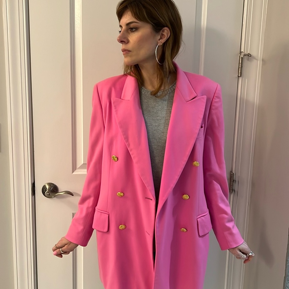 Pink Escada blazer with gold buttons double breasted